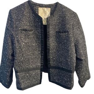 Arden B Tweed Jacket Size Large Two Front Pockets Light Jacket Fall Black White